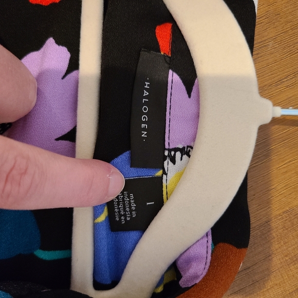 Halogen Bright Floral Oversized Long Sleeve Button Up Blouse - Picture 7 of 7